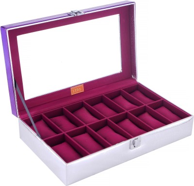 LEDO Watch Box Case Organizer with Transparent Display in 12 slots of Watches Watch Box(Multicolor, Holds 12 Watches)