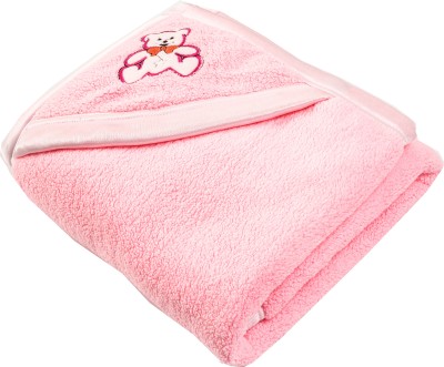 BABY ZONE Embroidered Single Hooded Baby Blanket for  Mild Winter(Polyester, Pink)