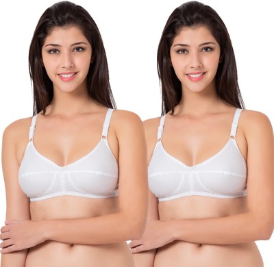 SOUMINIE by Belle Lingeries Flexi Fit Pure Cotton Non-Padded Dailywear Pack of 2 Women T-Shirt Non Padded Bra(White)