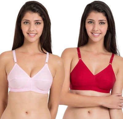 SOUMINIE by Belle Lingeries Classic Fit Cotton Non-Padded Pack of 2 Women Minimizer Non Padded Bra(Red)