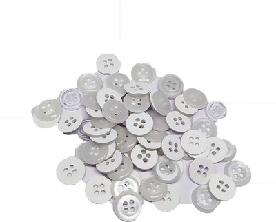 Aakriti 4 Hole 10mm Polyester Round Buttons For Men/ Women Shirt (500 pcs) (White) Polyester Buttons(Pack of 500)