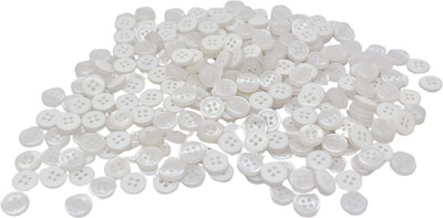Aakriti 4 Hole 10mm Polyester Round Buttons For Men/ Women Shirt (300 pcs) (White) Polyester Buttons(Pack of 300)