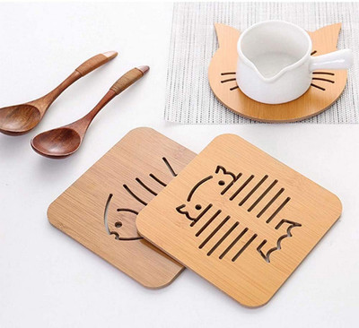 Dhruv Mart Square Reversible Wood Coaster Set(Pack of 2)