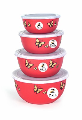 Zaib Steel, Polypropylene Grocery Container  - 2000 ml, 1250 ml, 750 ml, 500 ml(Pack of 4, Red)