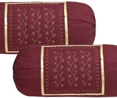 Sahor Decor Cotton Bolsters Cover(Pack of 2, 70 cm*81 cm, Maroon)