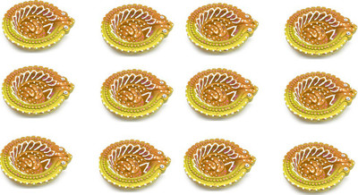 BS NATURAL Earthenware (Pack of 12) Table Diya Set(Height: 3 inch)