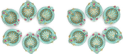 SOMUDEE Pottery (Pack of 12) Table Diya Set(Height: 2 inch)