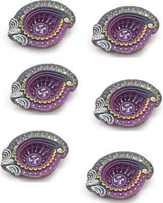 BS NATURAL Pottery (Pack of 6) Table Diya Set(Height: 2 inch)