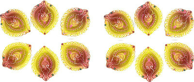 BS NATURAL Pottery (Pack of 12) Table Diya Set(Height: 2 inch)