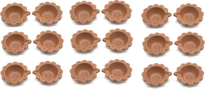 BS NATURAL Pottery (Pack of 18) Table Diya Set(Height: 2 inch)
