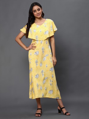 Vaani Creation Women Maxi Yellow Dress