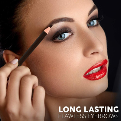 Latixmat Best Eye Brow Shaper Water Proof Black Eyebrow Pencil with Brush Set OF 2(BLACK)