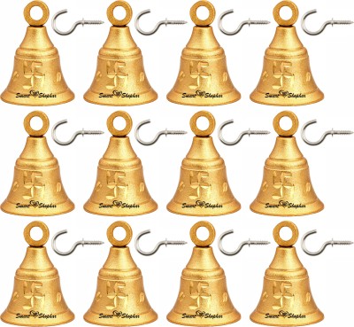 Smart Shophar Jingle Bell 1 Inches, Heigth 1.3 Inches Gold, Pack of 12 With Cup Hooks Brass Decorative Bell(Gold, Pack of 12)