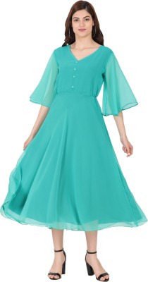 FASHION OF ART Flared/A-line Gown(Light Blue)