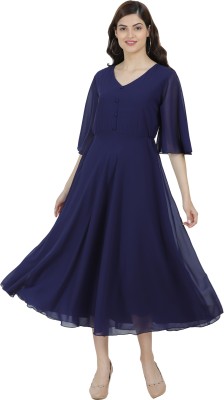 FASHION OF ART Flared/A-line Gown(Dark Blue)
