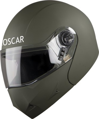 Steelbird SB-41 HI-QUALITY OSCAR GLOSSY MATEE BATTLE GREEN FLIP-UP 600 MM SIZE (L) Motorsports Helmet(MATT BATTLE GREEN)