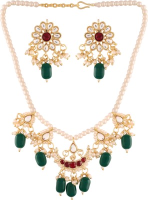 I Jewels Alloy Gold-plated Maroon Jewellery Set(Pack of 1)