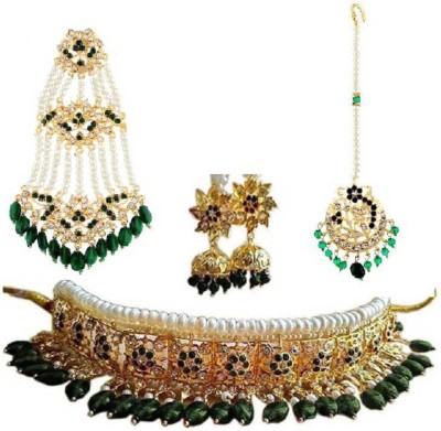 Zivah Mother of Pearl Gold-plated Green, White Jewellery Set(Pack of 1)
