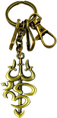 AFH Lord Shiva Om Trishul Antique Golden Hook Decorative Key chain Key Chain
