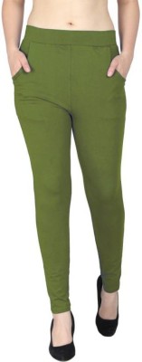 s r collection Ankle Length  Ethnic Wear Legging(Green, Solid)