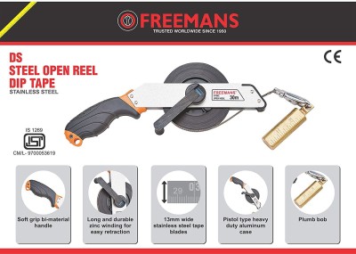 FREEMANS DS-15 Dip Tape Stainless Steel Measuring Tape - 15m Measurement Tape(15 m)