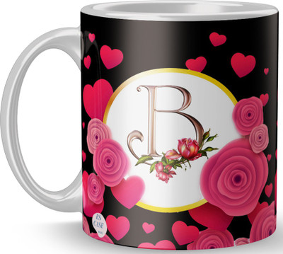 RS CASE Letter B Alphabet Best Gift for Friends Who's Name Start With I , Special Birthday Gift for Girlfriend ,BoyFriend with Glossy Finish with Vibrant Print Ceramic Coffee (11oz) Ceramic Coffee Mug(330 ml)