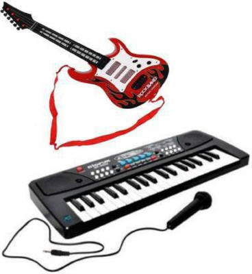 Kmc kidoz Combo Bigfun37 Keys and Musical Guitar Electronic Musical Instruments 37 Keys Toy Music Piano and Guitar for children(Multicolor)