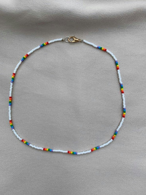 EKYA White choker with multi beads Beads Alloy Choker