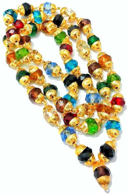 Cyan spritual 22K micro Gold Plated 24 inches Long Chain Pearl, Crystal Gold-plated Plated Crystal, Crystal Gold-plated Plated Crystal Chain