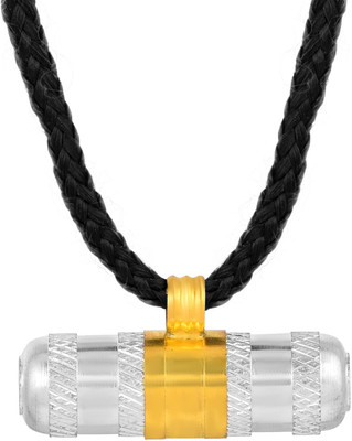 morir Two Colour Tone Openable Drum Shape Spiritual Tabeez Taviz With Black Black Cotton Thread (Dori) Pendant For Unisex Gold-plated, Silver Brass Pendant