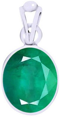 BWM GEMS Certified 7.25 Ratti Green Emerald Gemstone / Panna Stone Excellent Quality Silver Pendant For Men And Women Emerald Silver Pendant