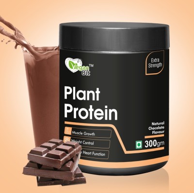 Vegan Bit Plant Protein Powder with Digestive Enzyme & antioxidants-Chocolate flavor-300gm Plant-Based Protein(300 g, Chocolate)