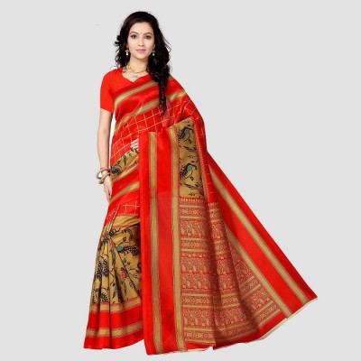 RUNAYA NX Printed Bollywood Art Silk Saree(Red)