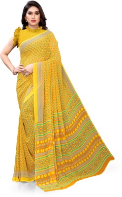 Madhur milan Geometric Print Daily Wear Georgette Saree(Yellow)