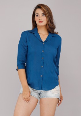 Lovelight Women Solid Casual Blue Shirt