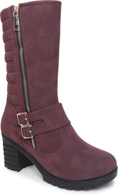 VALIOSAA Boots For Women(Maroon , 5)