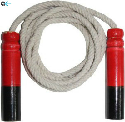 A.K Fitness Jumping Skipping Rope With Wooden Handle Speed Rope Freestyle Skipping Rope(White, Red, Black, Length: 268 cm)