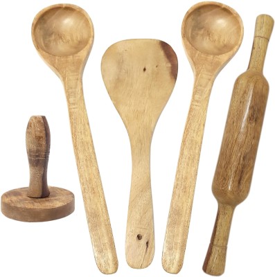 DESI KARIGAR Wood Wooden Spoon Set(Pack of 5)