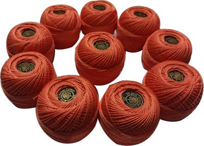 Abn Traders Orange Crochet Cotton (Pack of 10) Thread(90 m Pack of10)