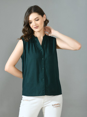 cotrel Casual Solid Women Green Top