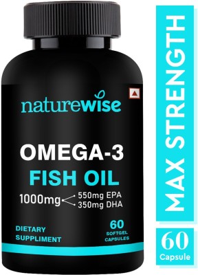 Naturewise Omega-3 Fish Oil 1000mg Max Strength Capsules Supplement (EPA 550mg DHA 350mg)(60 Capsules)