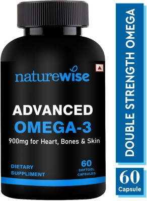 Naturewise Advanced Omega 3 Fish Oil for Healthy Heart, Bones & Skin (900mg) Double Strength(60 Capsules)