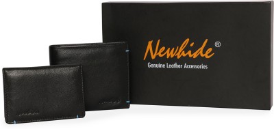 Newhide Men Trendy Black Genuine Leather Wallet(18 Card Slots, Pack of 2)