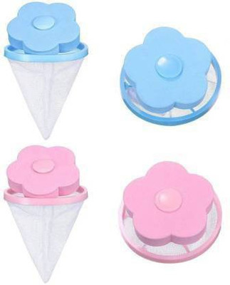 TraDify All Washing Machine Flower Ball Shape Floating Reusable Mesh lint Net Trap Filter Bag Hair Catcher Removal Debris Dirt Pouch|Household Tool Cloth Laundry Washer Device Cleaning,2pc Washing Machine Net(Pack of 2)