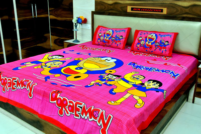 RGM Collection 120 TC Cotton Double Jaipuri Prints Flat Bedsheet(Pack of 1, Pink)
