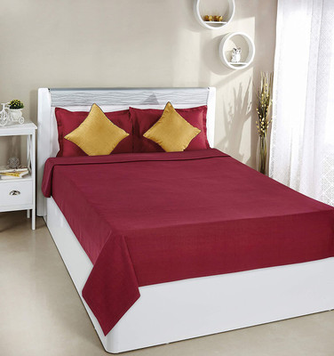 evohome Solid Double Fleece Blanket for  Mild Winter(Polyester, Red)
