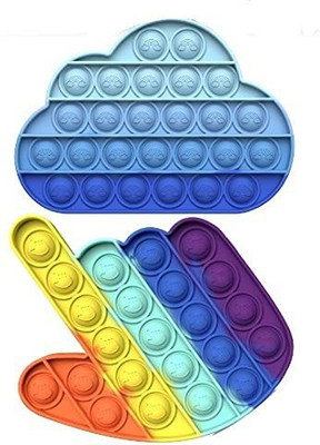 SR Toys Push Pop It Bubble Sensory Fidget Toy Silicone Frog & Octopus Fidget Keychain | Relief Stress Party & Fun Games (Multicolor) (Cloud & Finger) Board Game Accessories