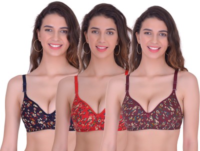 Mynte Blossom Print No Wire Full Coverage Women Push-up Lightly Padded Bra(Multicolor)
