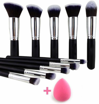 VARFAX 10 Pieces Makeup Brushes Set Tool Pro Foundation Eyeliner Eyeshadow Sponge Puff(Pack of 10)