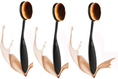 tanvi27 Oval Foundation Brush Tooth brush Shape all Makeup Brush pack of 3(Pack of 3)